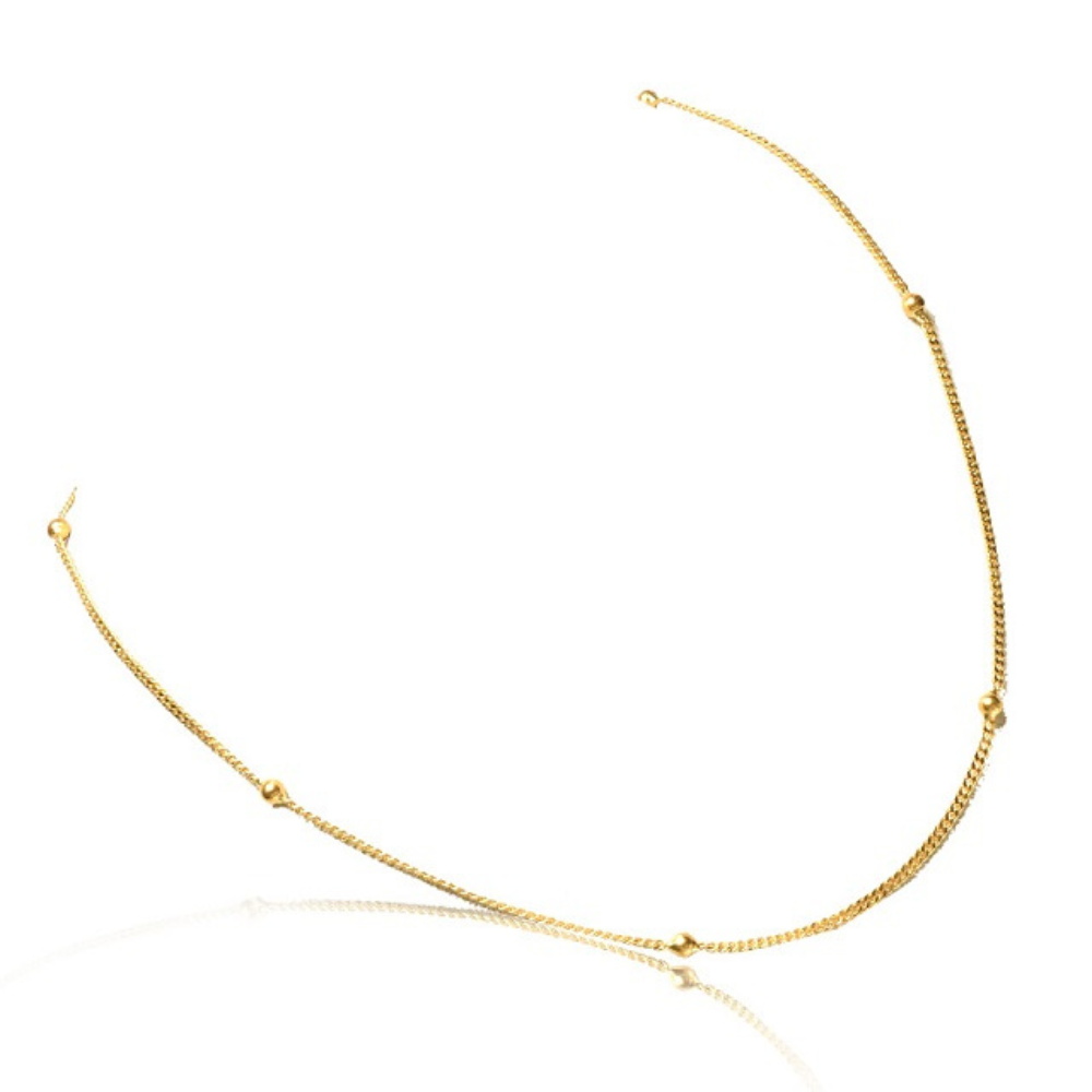 Lant Aur 14K, tip cocktail cu 5 bilute, Model Bobble, 50 cm - 2 | YEO