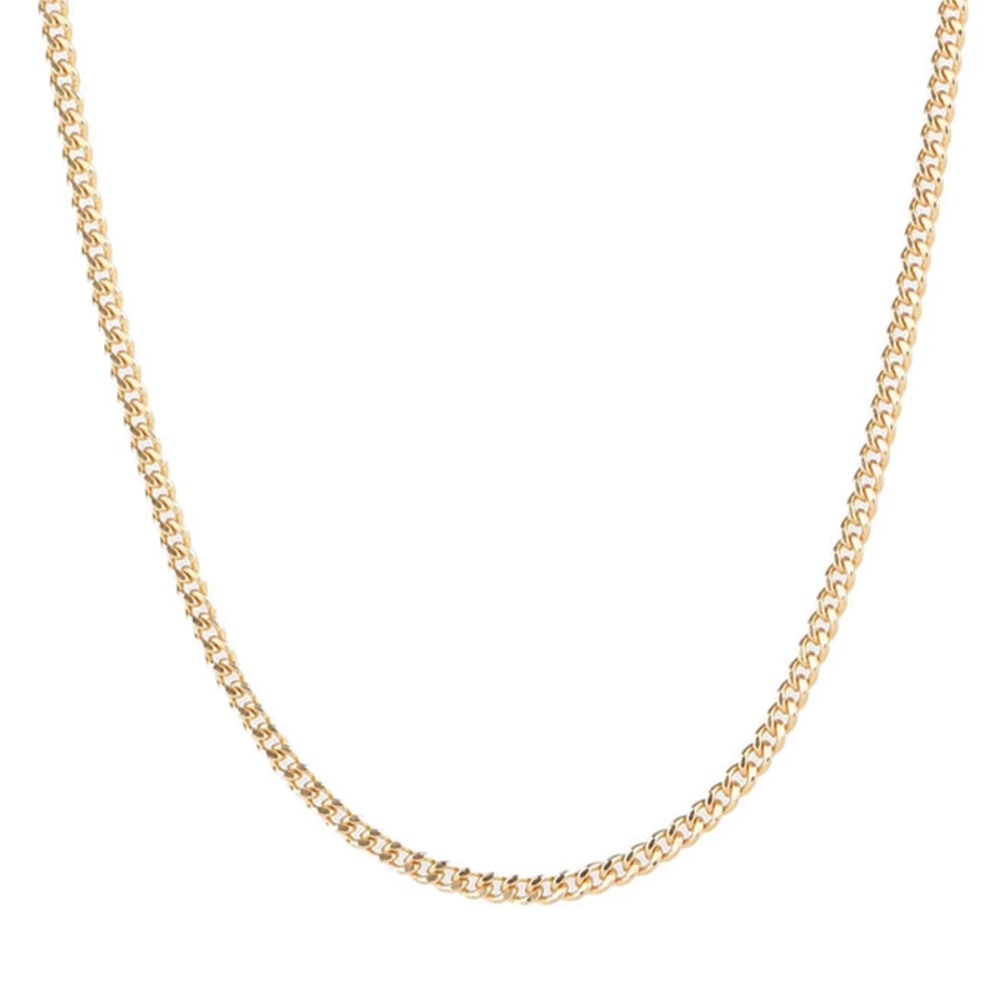 Lant Curb Fin din Aur 14K Model Clasic cu Zale Mici, 47 cm