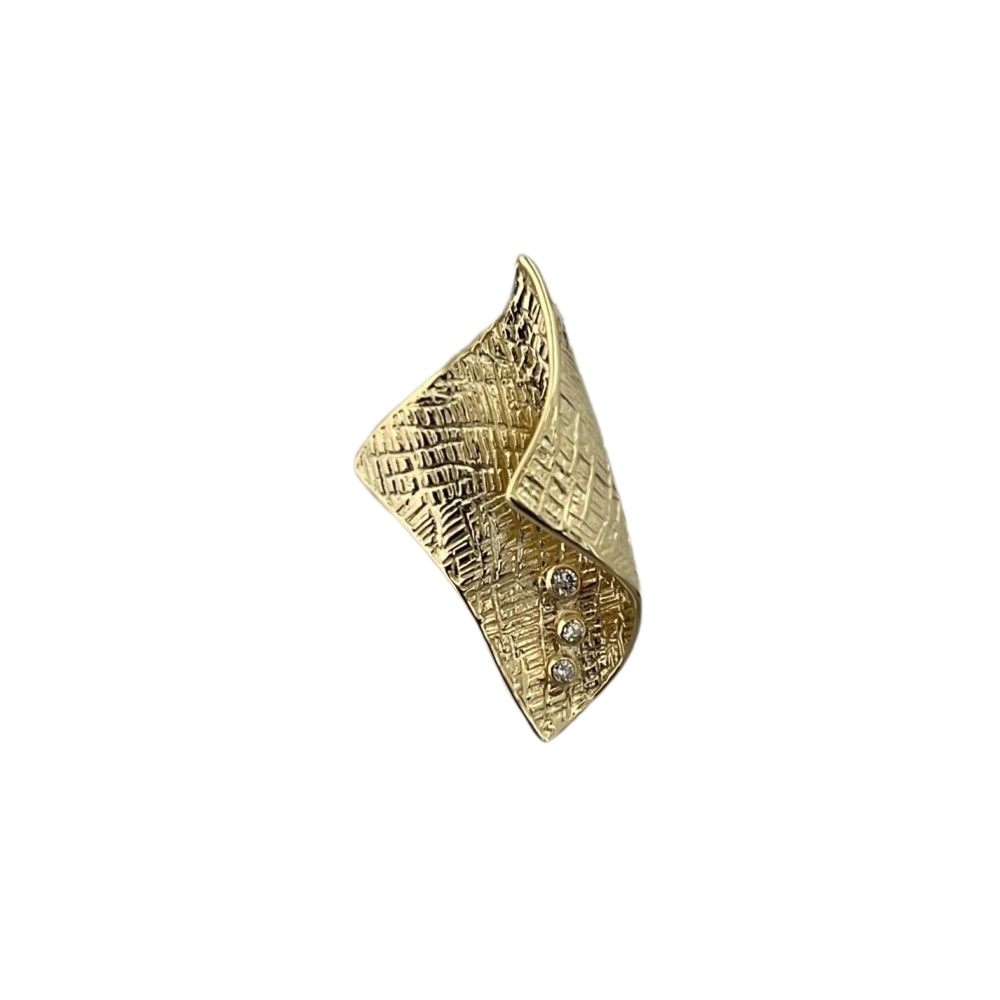 Pandantiv din Aur 14K cu Diamant Design Unic Pliat, Leoni Cedar - 1 | YEO