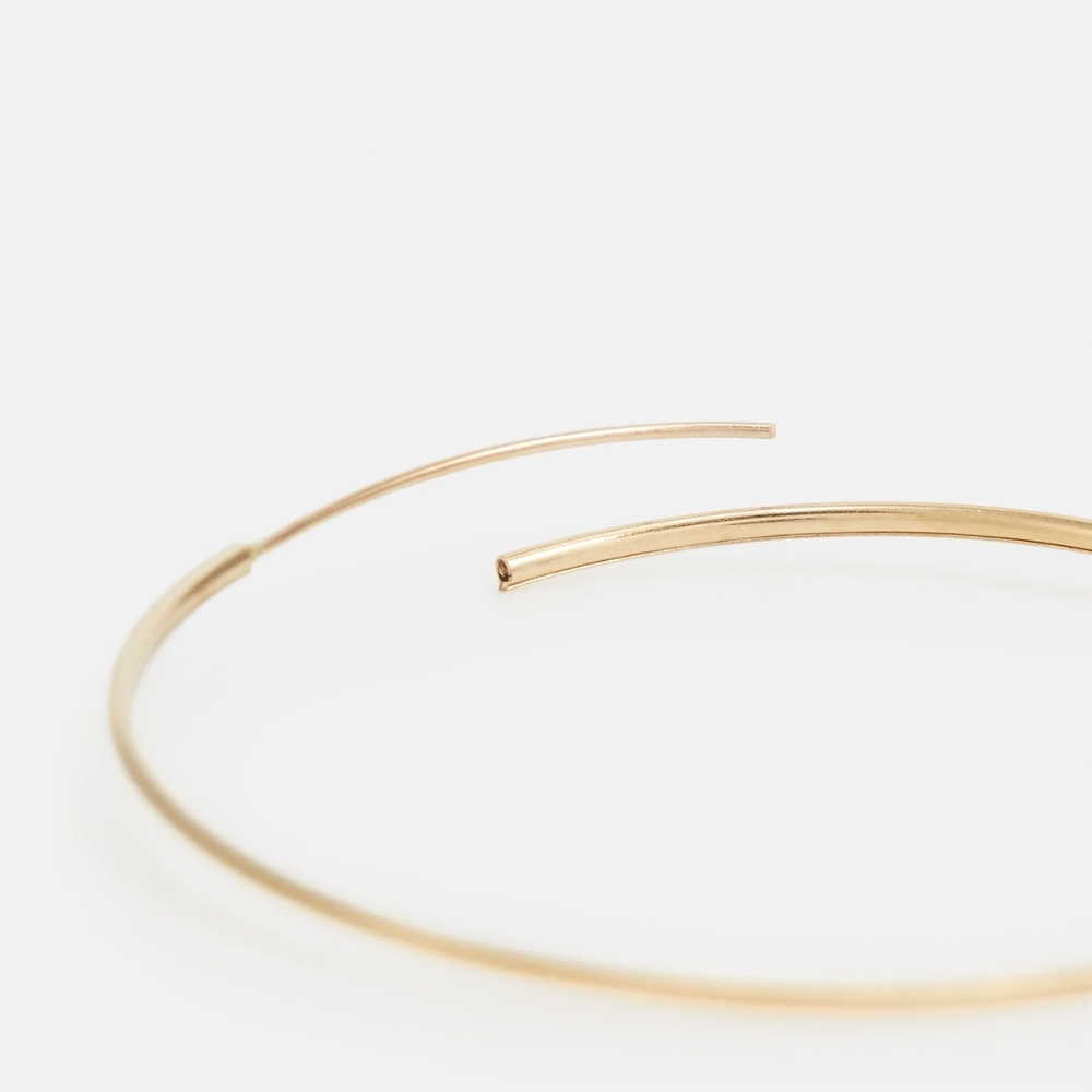Cercei Aur 14K in forma de cerc, model Clasic Elegant, 70 mm - 2 | YEO