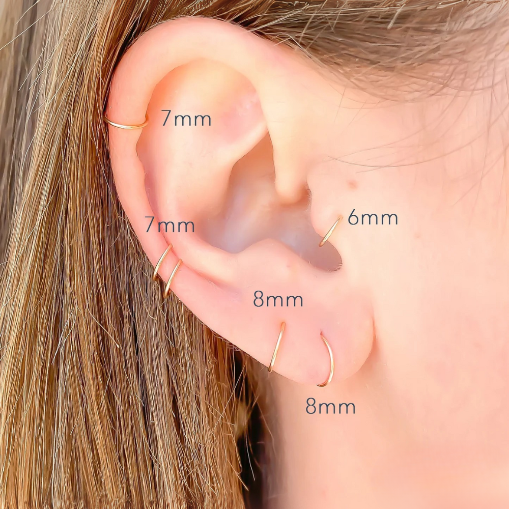 Piercing din Aur 14K, model Inel rotund 7mm, pentru Cartilaj - 2 | YEO