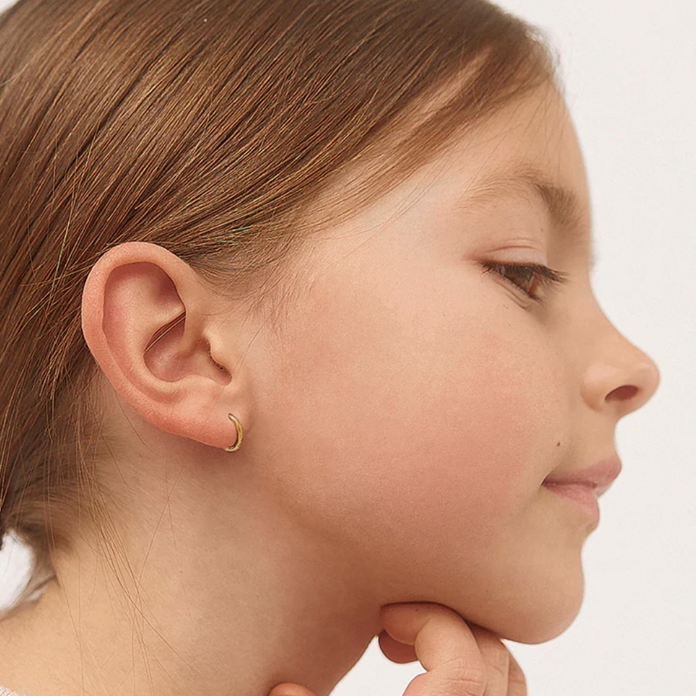 Cercei clasici rotunzi 10mm, pentru Copii, din Aur 14K - 1 | YEO