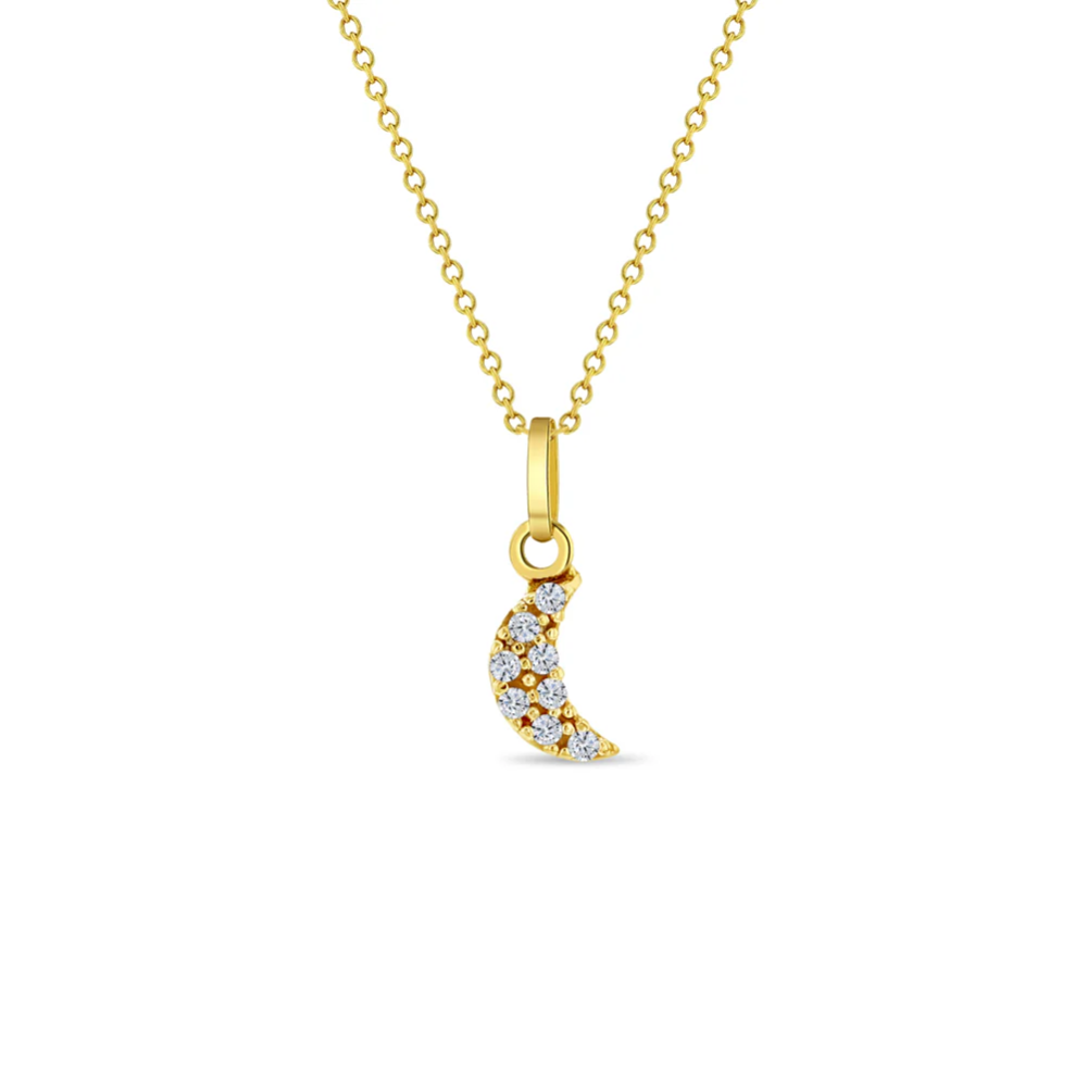 Pandant din Aur 14K pentru Copii, model Semiluna cu Pietre CZ - 1 | YEO