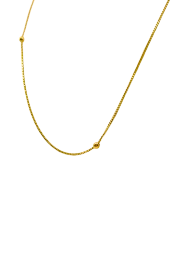 Lant Aur 14K, tip cocktail cu 5 bilute, Model Bobble, 50 cm