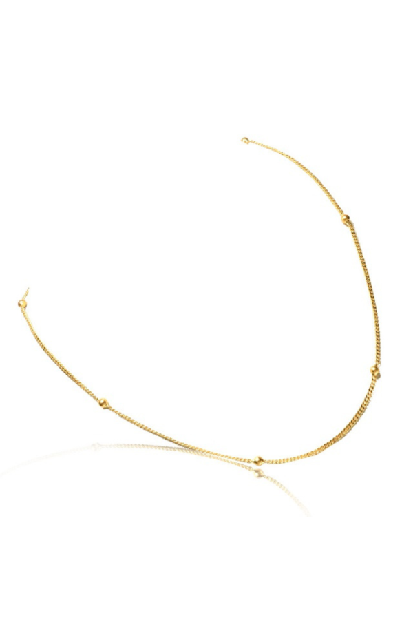 Lant Aur 14K, tip cocktail cu 5 bilute, Model Bobble, 50 cm