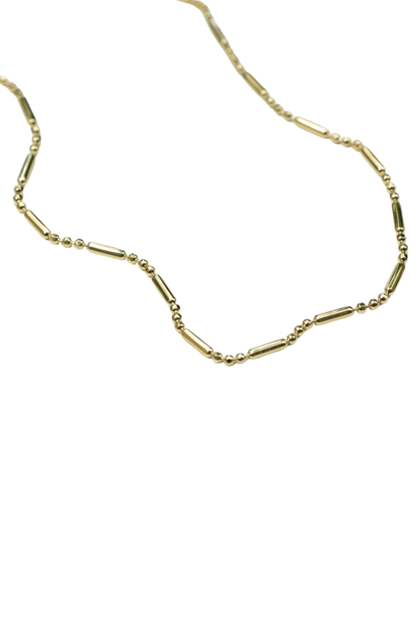 Lant Aur 14K cu Bile si Bare, tip Cocktail, 56cm, Model Unisex, pentru Layering sau Pandantiv