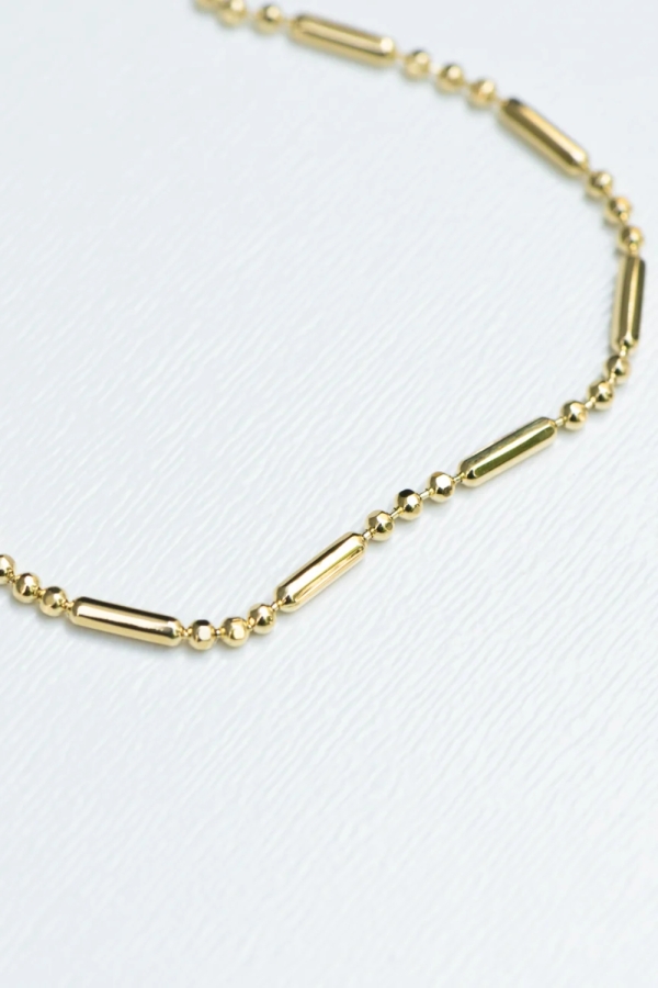 Lant Aur 14K cu Bile si Bare, tip Cocktail, 56cm, Model Unisex, pentru Layering sau Pandantiv