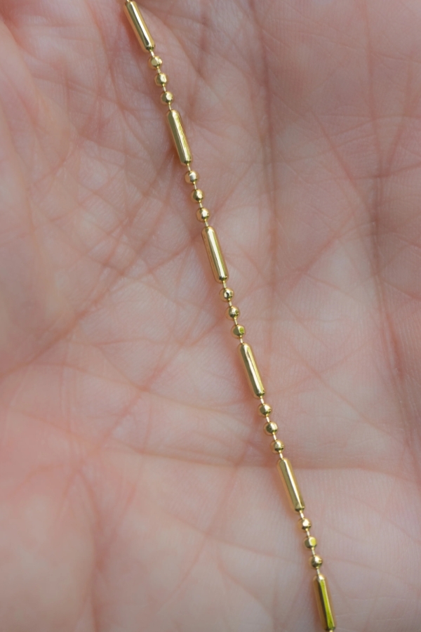 Lant Aur 14K cu Bile si Bare, tip Cocktail, 56cm, Model Unisex, pentru Layering sau Pandantiv