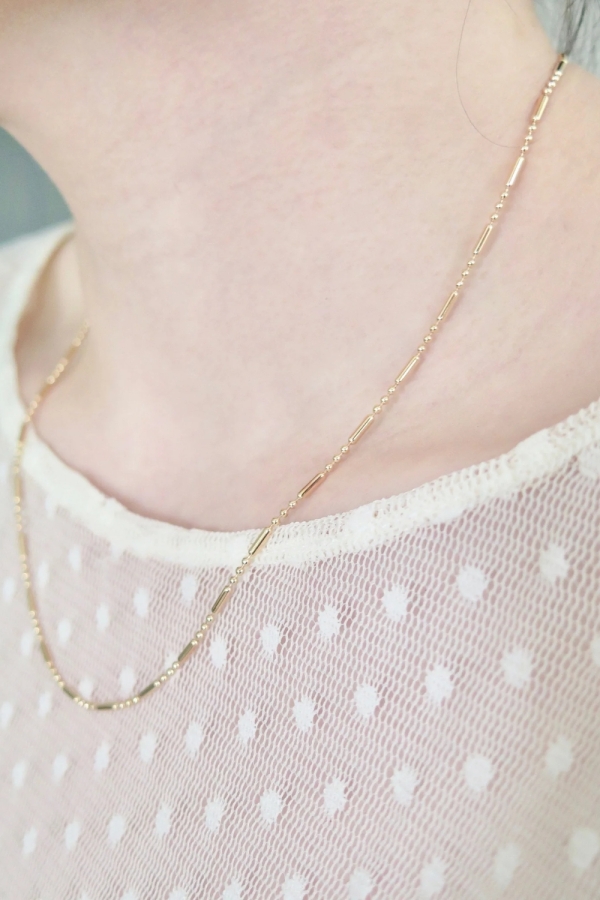 Lant Aur 14K cu Bile si Bare, tip Cocktail, 56cm, Model Unisex, pentru Layering sau Pandantiv