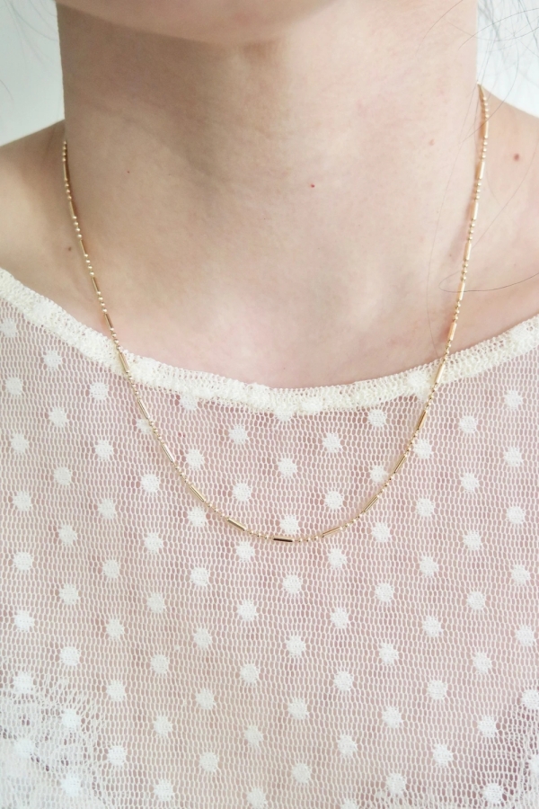 Lant Aur 14K cu Bile si Bare, tip Cocktail, 56cm, Model Unisex, pentru Layering sau Pandantiv