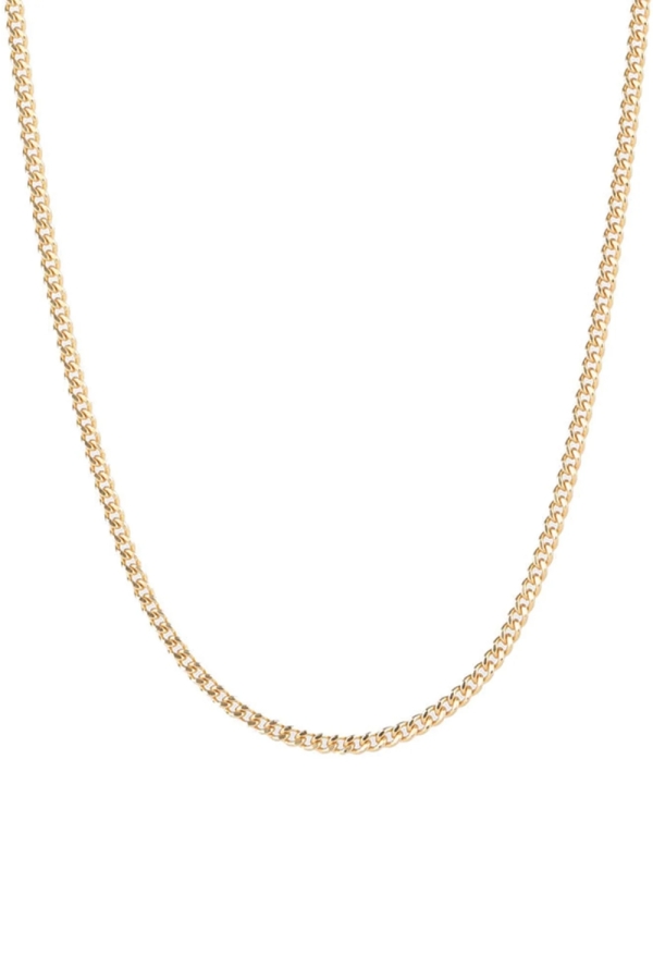 Lant Curb Fin din Aur 14K – Model Clasic cu Zale Mici, 45 cm