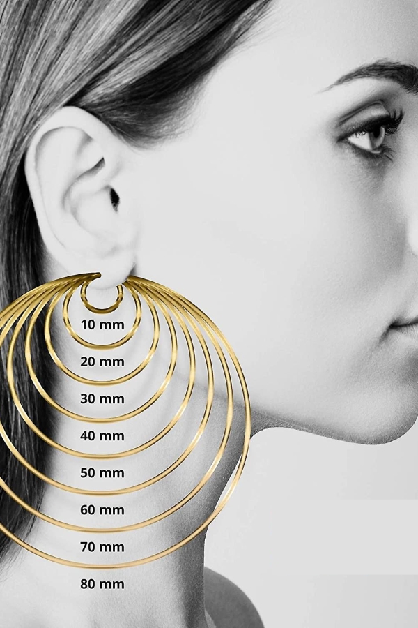 Cercei Aur 14K in forma de cerc, model Clasic Elegant, 70 mm