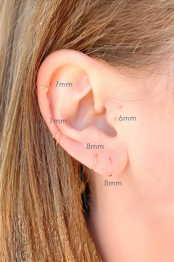 Piercing din Aur 14K, model Inel rotund 7mm, pentru Cartilaj