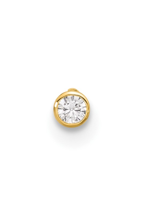 Piercing din Aur 14K pentru Nas, cu Piatra CZ de 2mm, Sistem Push cu Bila 1mm