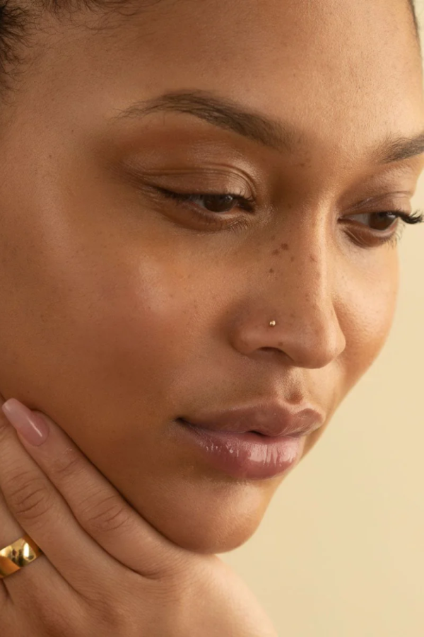 Piercing din Aur 14K pentru Nas, model Bila semirotunda 2mm, Sistem Push cu Bila 1mm