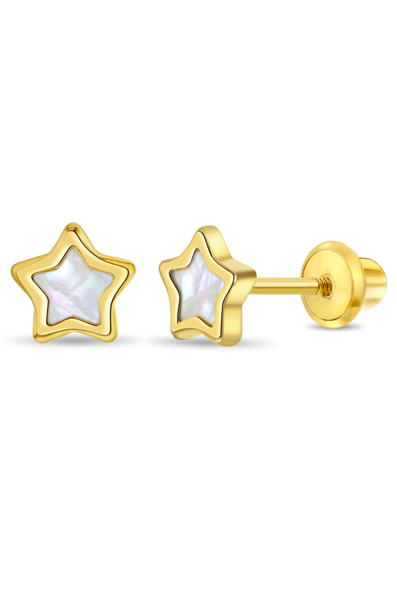 Cercei Copii in forma de Stea cu Sidef, Mother of Pearl, Aur 14K