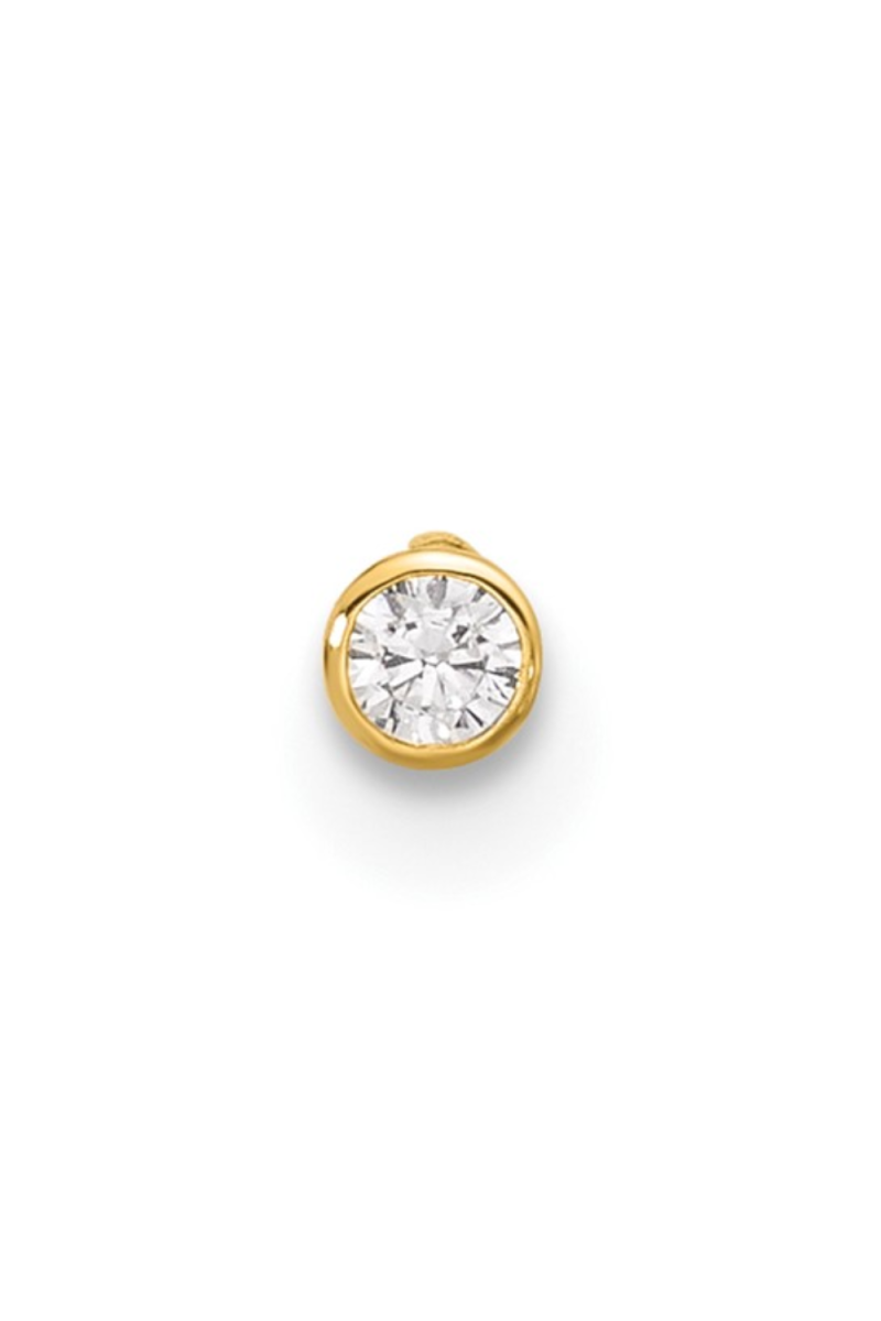 Piercing din Aur 14K pentru Nas, cu Piatra CZ de 2mm, Sistem Push cu Bila 1mm