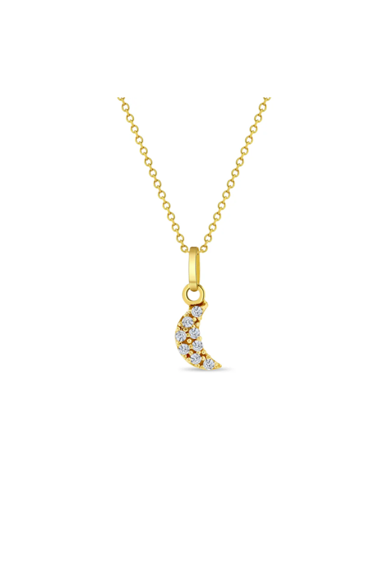 Pandant din Aur 14K pentru Copii, model Semiluna cu Pietre CZ