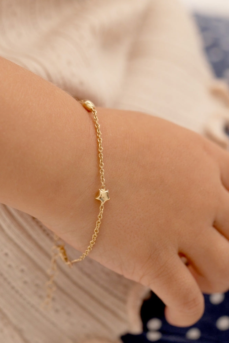 Bratara din Aur 14k cu Forme Delicate, Reglabila, pentru Bebelusi si Fetite